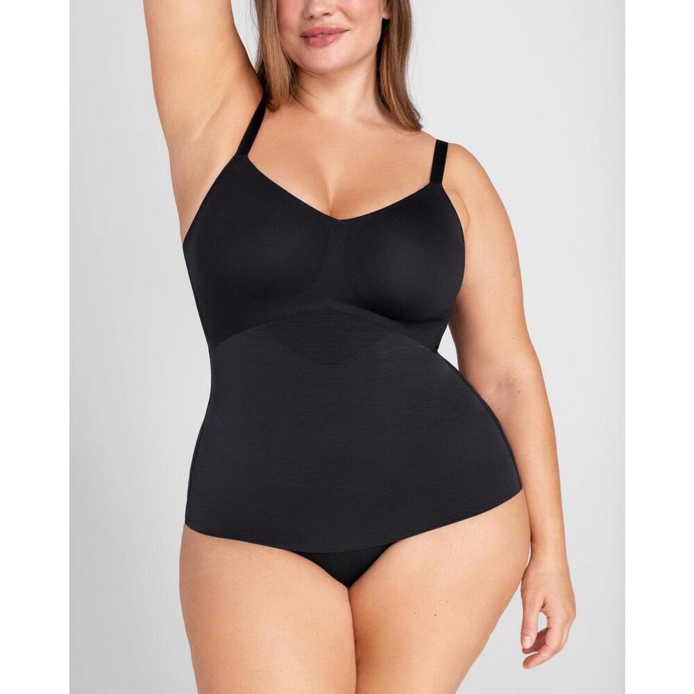 Honeylove Liftwear Cami Padded Womens 1X Wireless Tank Top Black Shapewear